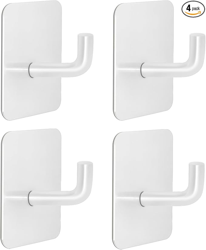 Adhesive Hooks for Bathrooms, 4 Piece Towel Hooks for Hanging Hat Robe Coat by LACHILL