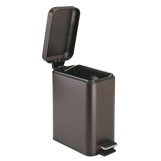 mDesign Metal Freestanding Slim Toilet Bowl Brush and Holder + Rectangle Narrow - Image 8