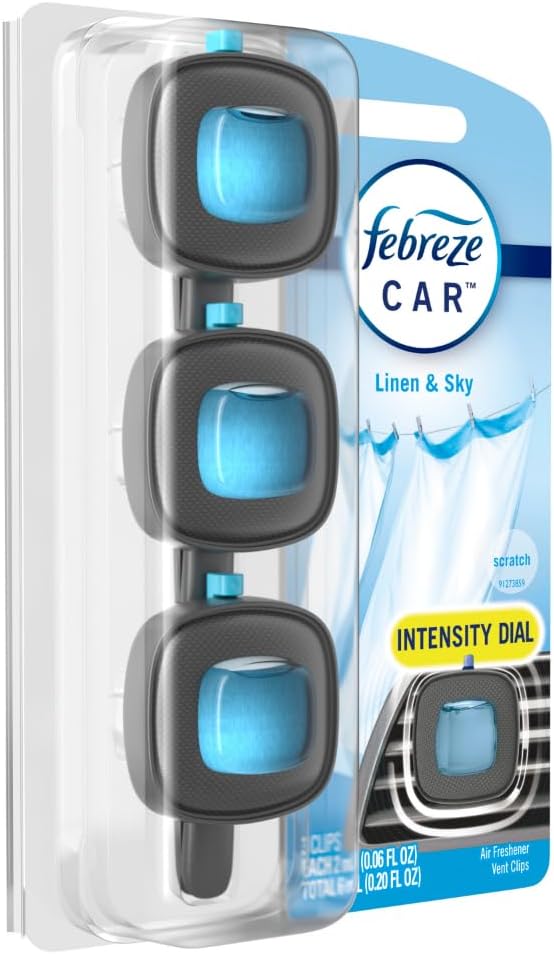 Febreze Car Air Freshener, Odor-Fighting Automotive Vent Clip, Linen & Sky Scent - Image 10