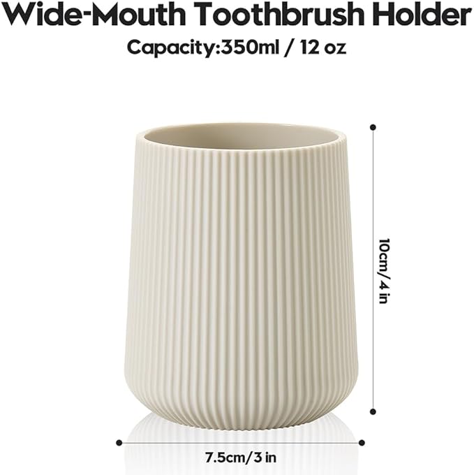 Beige Striped Toothbrush Holder - Image 5