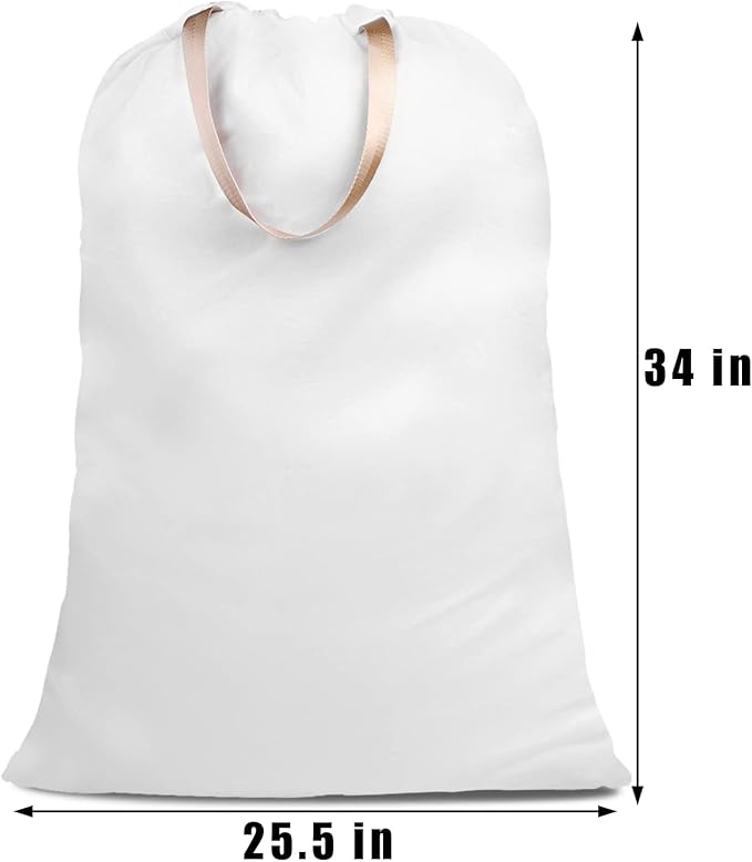 Cotton Canvas Laundry Bag with Handles & Drawstring Straps, Heavy Duty Extra - Image 4