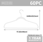 MIZGI White Velvet Hangers 60 Pack, Premium Chrome Clothes Hangers Non-Slip - Image 6