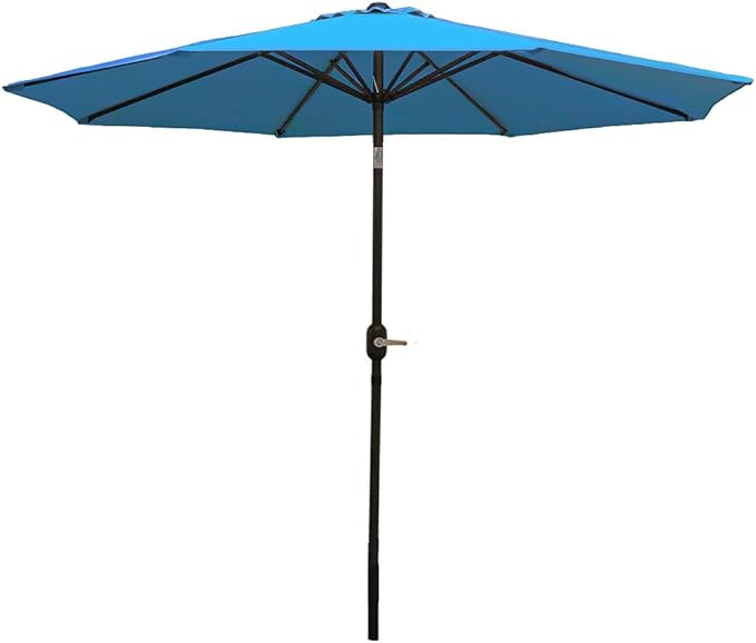 Sunnydaze Outdoor Patio Umbrella - Polyester Table Market Umbrella with Push-Button Tilt and Crank - 8 Sturdy Ribs - Turquoise - 9ft - Image 10