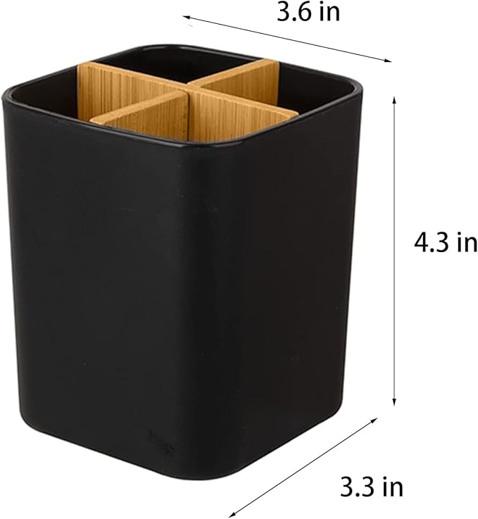 Bamboo Toothbrush Holder for Bathrooms, 4 Slots Toothbrush and Toothpaste - Image 6