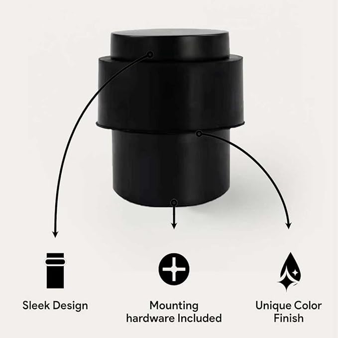 KHTUMEWARE 2 Pack 1-1/2 in Floor Door Stopper, Matte Black Door Stop, Wall - Image 3