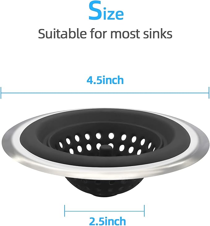 Mi hogar Sink Drain Strainer 2 Pack, 4.5” Wide Rim Silicone Kitchen Sink - Image 2