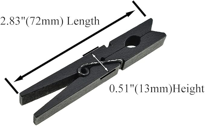 HAHIYO Black Wooden Clothes Pins Clothespins Wide Do NOT Fall Apart 2.87 inches - Image 2