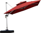 PURPLE LEAF 9ft Patio Umbrella Outdoor Square Umbrella Large Cantilever Umbrella Windproof Offset Heavy Duty Sun for Garden Deck Pool Patio, Brick Red by PURPLELEAF