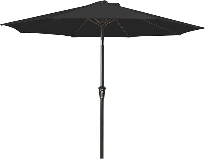 MEWAY 9ft Patio Umbrella Outdoor Table Umbrellas with Push Button Tilt and Crank, Market Umbrella 8 Sturdy Ribs for Deck, Garden, Pool and Backyard, Black by MEWAY