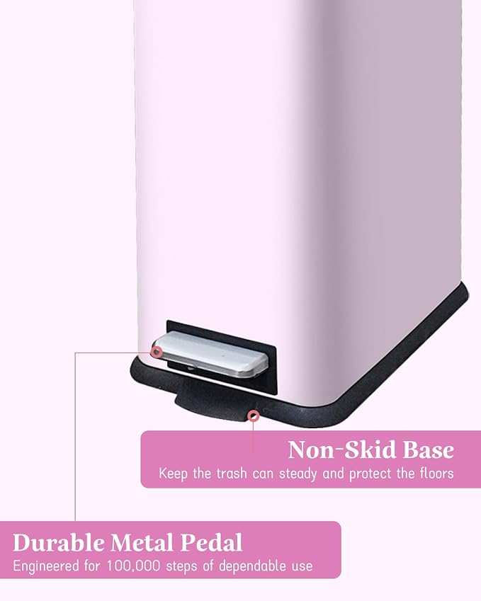 Pink Trash Can, 1.3 Gallon Bathroom Trash Can - Image 8