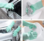 Silicone Dishwashing Gloves, Pet Grooming Rubber Scrubbing - Image 2
