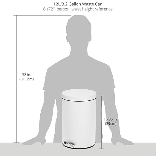 mDesign 3.2 Gallon/12 Liter Round Metal Step Trash Wastebasket, Garbage - Image 4