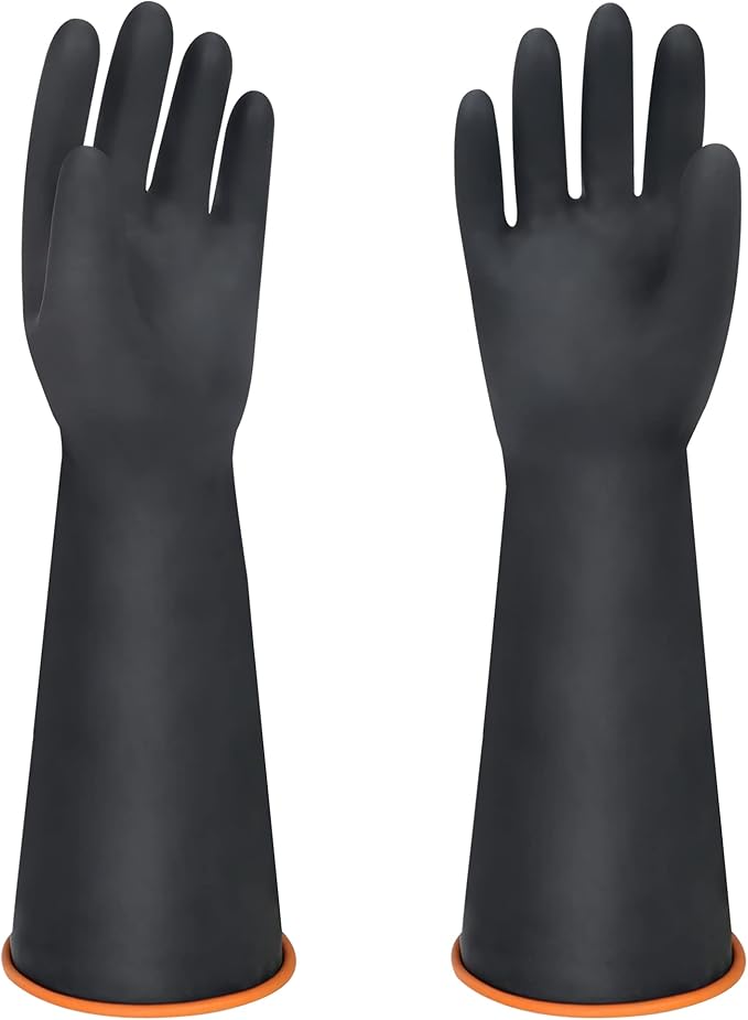 18" XL Size Latex Chemical Resistant Gloves, Reusable Heavy Duty Long Rubber by Nobgum
