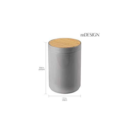 mDesign Plastic Round Trash Can Small Wastebasket - Image 4
