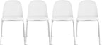 2xhome Modern Stackable Armless Dining Chair | Plastic Shell Seat with Metal Legs | Indoor or Outdoor Use | Home Kitchen Patio (4, White, Padded Seat) by 2xhome