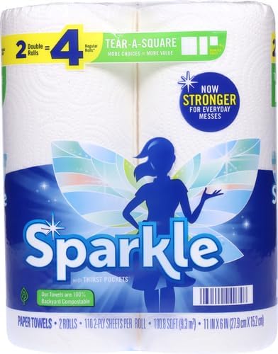 Sparkle Tear-A-Square Paper Towels, 2 Double Rolls = 4 Regular Rolls, - Image 2
