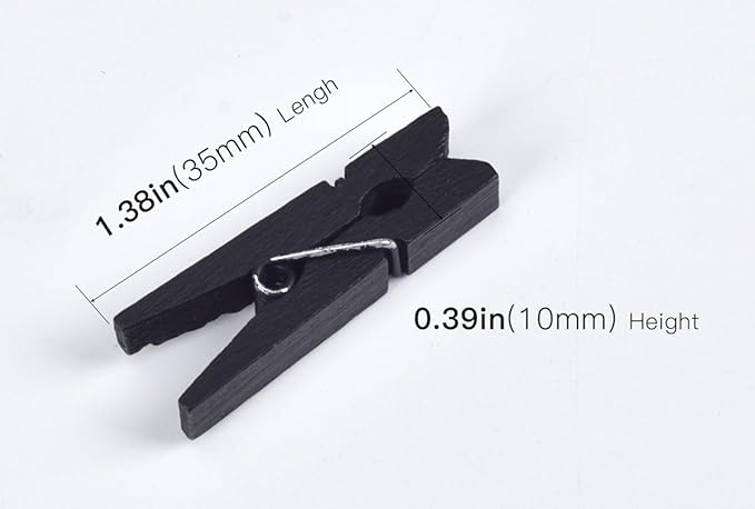 iKammo Black Wood Clothespins Mini Colored Natural Wooden Clips Photo Clips - Image 2