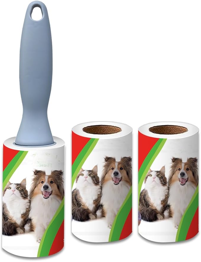 Pet Hair Lint Rollers, 3 Pack, 90 Sheets Each– Reusable Sticky Roller by vantaly