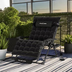 UDPATIO Oversized Zero Gravity Chair 33In XXL Patio Reclining Chair with Cushion, Outdoor Folding Recliner with Pillows|Cup Holder|Foot Rest|Padded Headrest, Black, Support 500LB - Image 2
