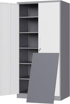 Yizosh Metal Storage Cabinet with 2 Locking Doors and 5 Adjustable Shelves, 72" Garage Storage Cabinet Steel Lockable for Office,Home,Garage by Yizosh