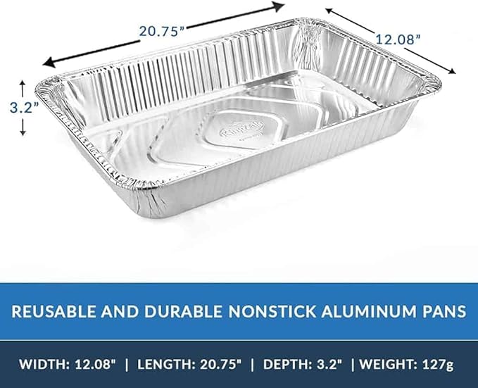 Aluminum Pans Full Size, Large Disposable Roasting & Baking Pan, Restaurants - Image 4
