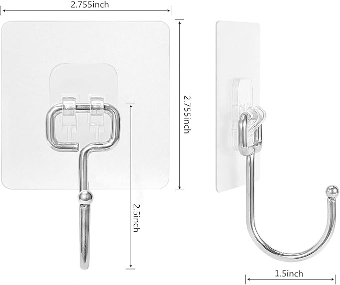 Large Adhesive Hooks 22Ib, Waterproof and Rustproof Wall Hooks - Image 2