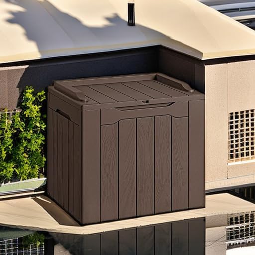 Devoko 30 Gallon Resin Deck Box Outdoor Indoor Waterproof Storage Box for Patio Furniture Pool Accessories Storage for Cushion Garden Tools (30 Gallon, Brown) - Image 5