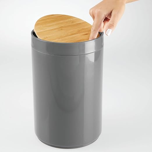 mDesign Plastic Round Trash Can Small Wastebasket - Image 4