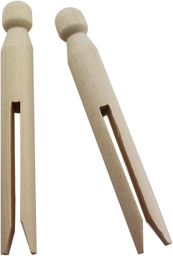 TAODAN 16PCS 11CM/4.3Inch Round Old Traditional Wooden Clothespin Wooden - Image 2
