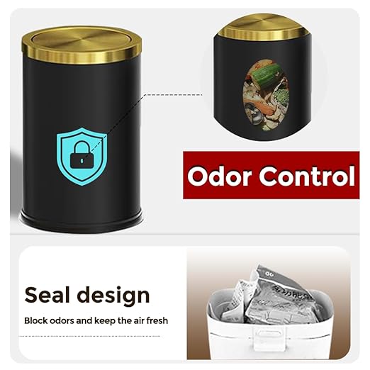 Brushed Brass Garbage can, Bathroom Trash can - Image 3