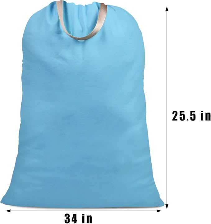 Cotton Canvas Laundry Bag with Handles & Drawstring Straps, Heavy Duty Extra - Image 2