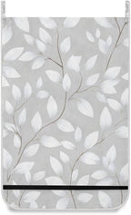 Grey Simple Leaves Hanging Laundry Hamper Door Hampers Bag Basket - Image 2