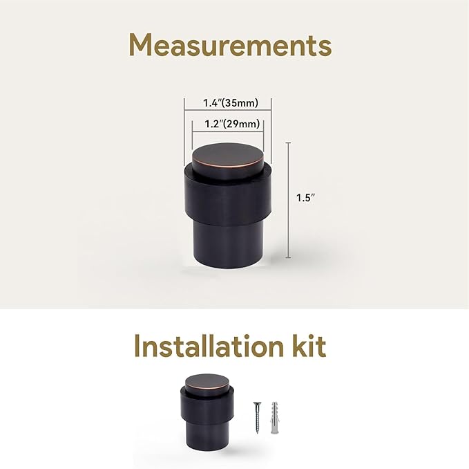 KHTUMEWARE 6 Pack 1-1/2 in Floor Door Stopper, Oil Rubbed Bronze Door Stop - Image 2