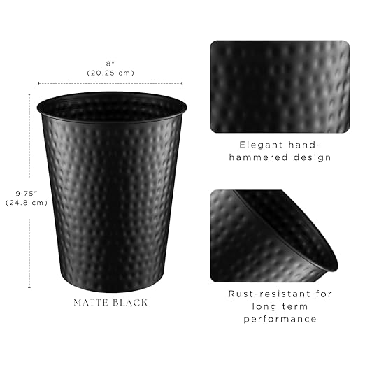 Monarch Abode Metal Bathroom Trash Can – Waste Basket - Image 2