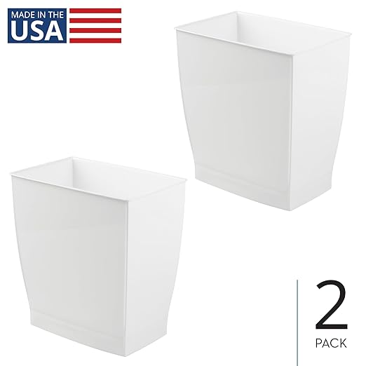 iDesign Small Plastic Bathroom Trash Can, Slim Rectangle Garbage Bin - Image 2
