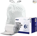 Plasticplace 6 Gallon Trash Bags White Drawstring Garbage Can Liners, 17” x 20” by Plasticplace