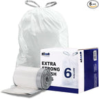 Plasticplace 6 Gallon Trash Bags White Drawstring Garbage Can Liners, 17” x 20” by Plasticplace