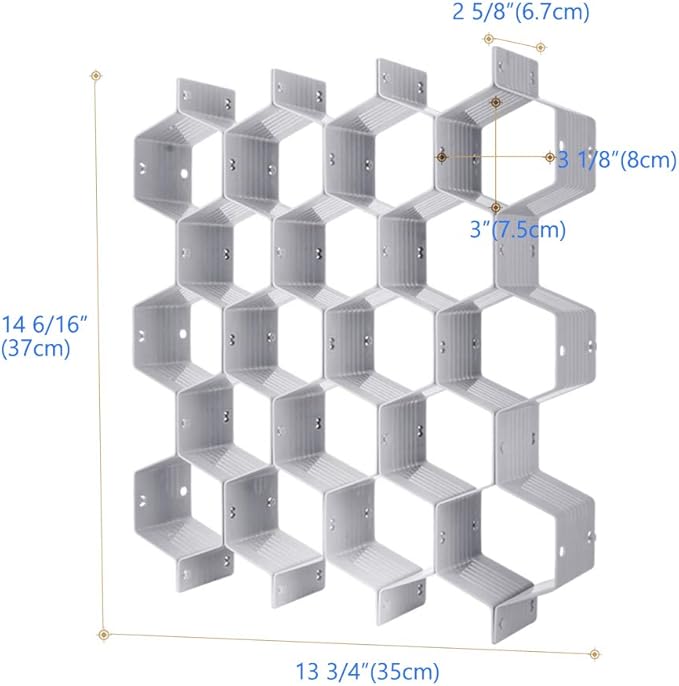 Poeland Drawer Divider Organizer DIY Plastic Grid Honeycomb Drawer Divider Gray - Image 6