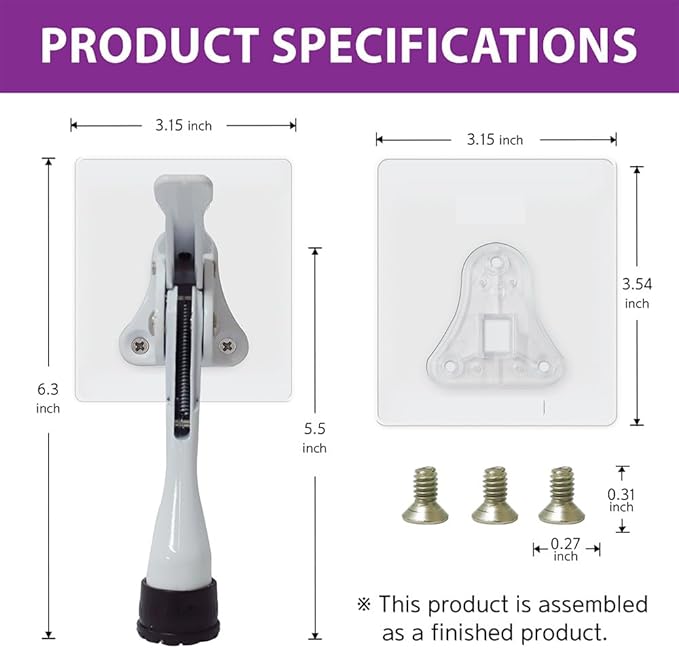 Door Stopper with Adhesive Bracket Stickers, No Drilling or Tools Needed - Image 7