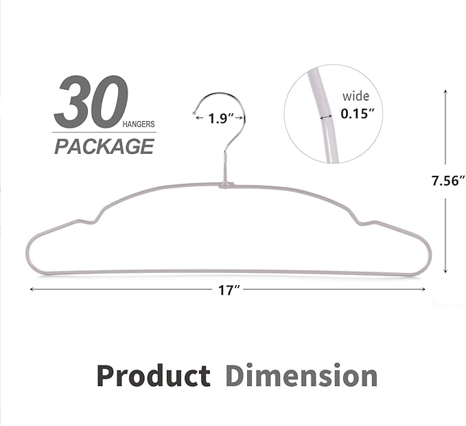 TOPIA HANGER Metal Hangers 30 Pack, Non Slip Clothes Hangers Space Saving - Image 5