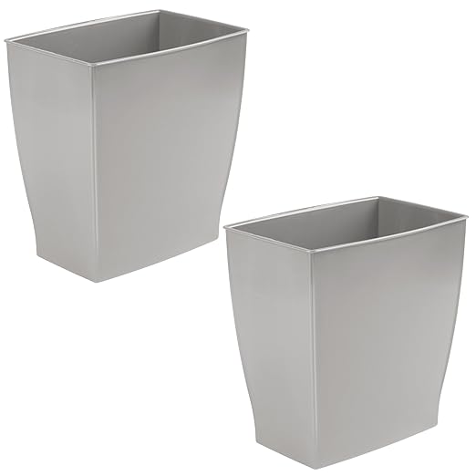 iDesign Small Plastic Bathroom Trash Can, Slim Rectangle Garbage Bin by iDesign