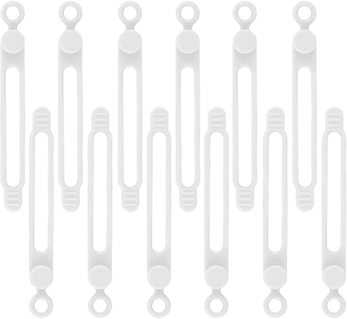 12Pcs White Silicone Cord Strap, Silicone Cable Ties, Reusable Cable Ties by anpiwshjo