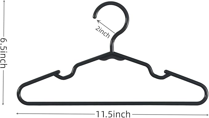60 pcs Black Baby Nursery Closet Hangers, Non-Slip Laundry Infant Pant Hanger - Image 2