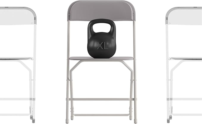 Flash Furniture Hercules Big and Tall Commercial Folding Chair - Extra Wide 650LB. Capacity - Durable Plastic - Gray, 4-Pack by FlashFurniture