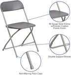 Flash Furniture Hercules Series Plastic Folding Chairs for Parties and Weddings, Stackable Commercial Event Seats, Set of 10, Gray - Image 7