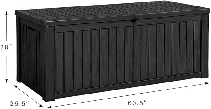Devoko 150 Gallon Deck Box Resin Outdoor Storage Box Waterproof Storage Container for Patio Furniture Cushions - Image 7