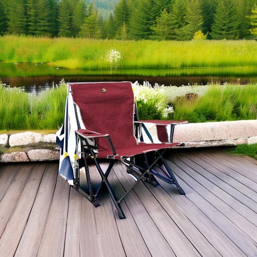 GCI Outdoor Kickback Rocker Camping Chair | Portable Folding Rocking Chair with Durable Armrests, Drink Holder & Relaxed Lowered Seat for Comfort — Red - Image 2