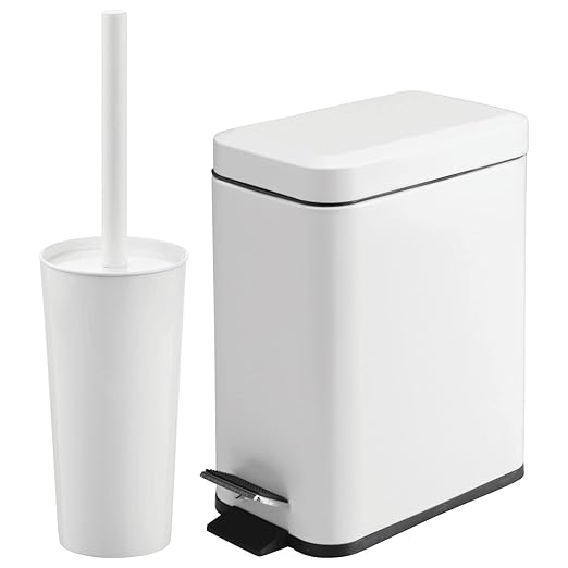 mDesign Metal Freestanding Slim Toilet Bowl Brush and Holder + Rectangle Narrow - Image 9