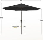 MEWAY 9ft Patio Umbrella Outdoor Table Umbrellas with Push Button Tilt and Crank, Market Umbrella 8 Sturdy Ribs for Deck, Garden, Pool and Backyard, Black - Image 7