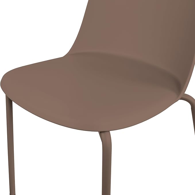 2xhome Set of 2 Modern Stackable Armless Dining Chairs | Plastic Shell Seat with Metal Legs | Indoor or Outdoor Use | Home Kitchen Patio, Brown - Image 7